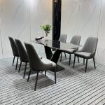 Bàn ăn khung thép sơn tĩnh điện nẹp viền inox