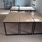 Bàn Chữ U Mặt Gỗ Cao Su Chân Sắt