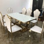 Bộ Bàn Ăn 8 Ghế Luxury Mạ Vàng PVD