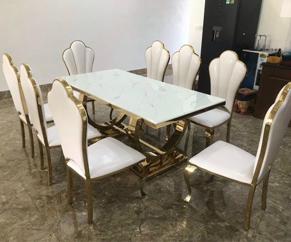 Bộ Bàn Ăn 8 Ghế Luxury Mạ Vàng PVD Bộ Bàn Ăn 8 Ghế Luxury Mạ Vàng PVD