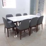Bộ Bàn Ăn Mặt Đá 8 Ghế Bọc Da