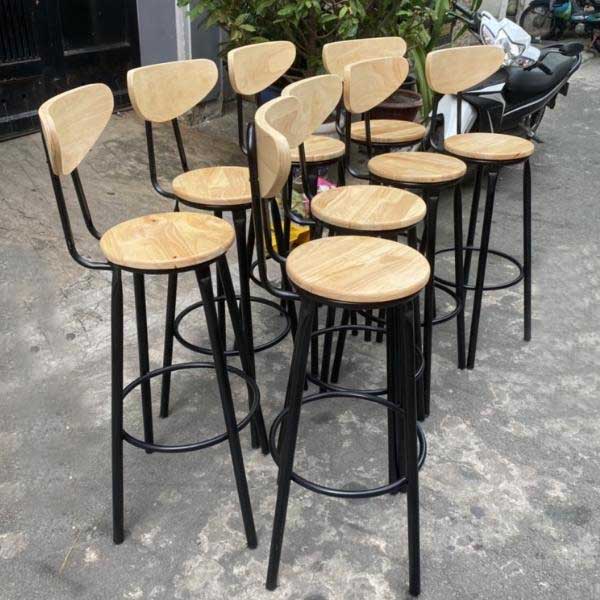 Ghế Bar Chân Sắt Mặt Gỗ Ghế Bar Chân Sắt Mặt Gỗ