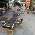 Ghế xếp thư giãn tay gỗ khung sắt sơn tĩnh điện